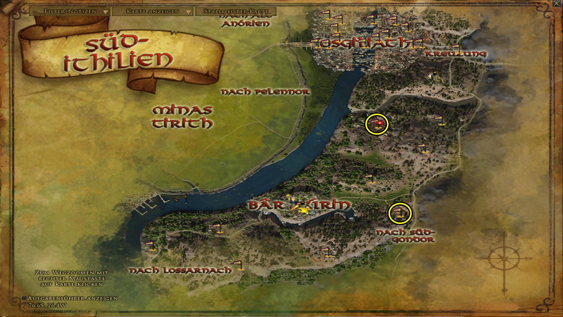 Übersichtskarte Ost Gondor Bilwiss Bezwinger - zum vergrößern anklicken