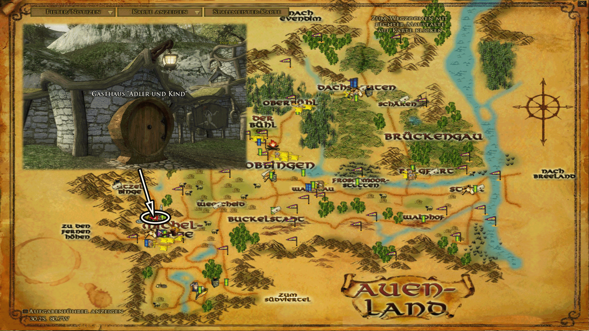 Gasthaus Adler und Kind in Michelbinge - Karte anklicken zum vergrößern