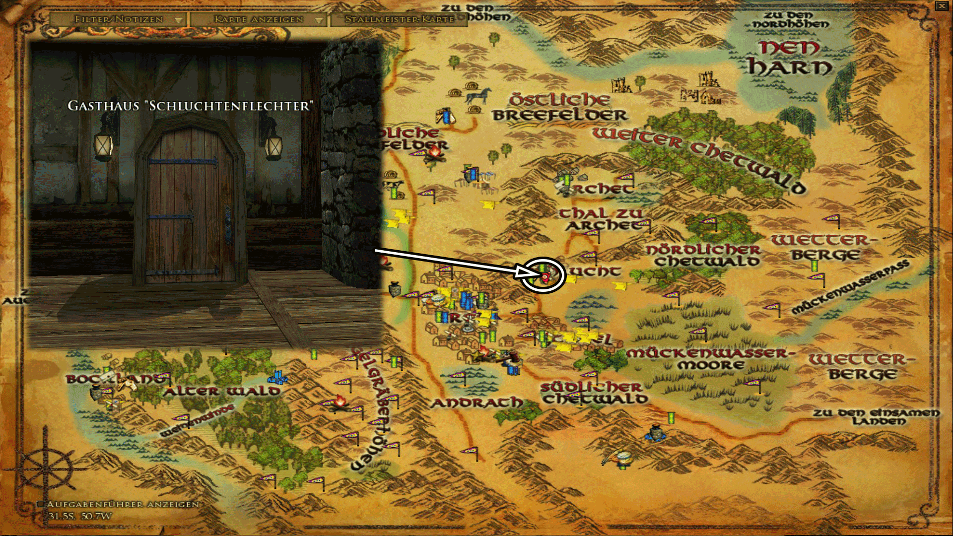 Gasthaus in Schlucht - Karte anklicken zum vergrößern