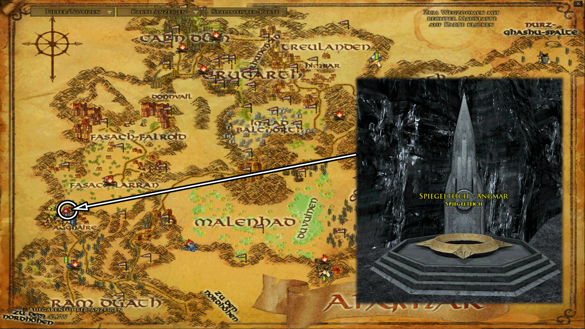 Spiegelteich in Angmar - Karte anklicken zum vergrößern