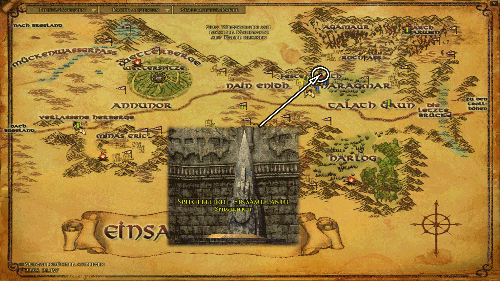 Spiegelteich Einsamelande - Karte anklicken zum vergrößern