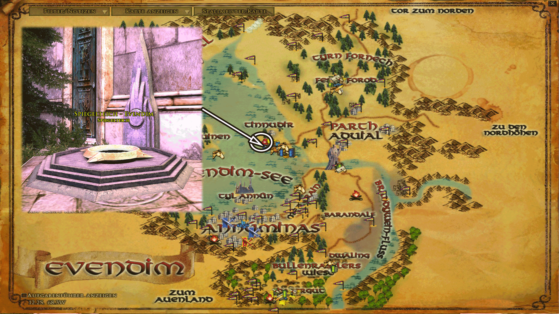 Spiegelteich Evendim - Karte anklicken zum vergrößern