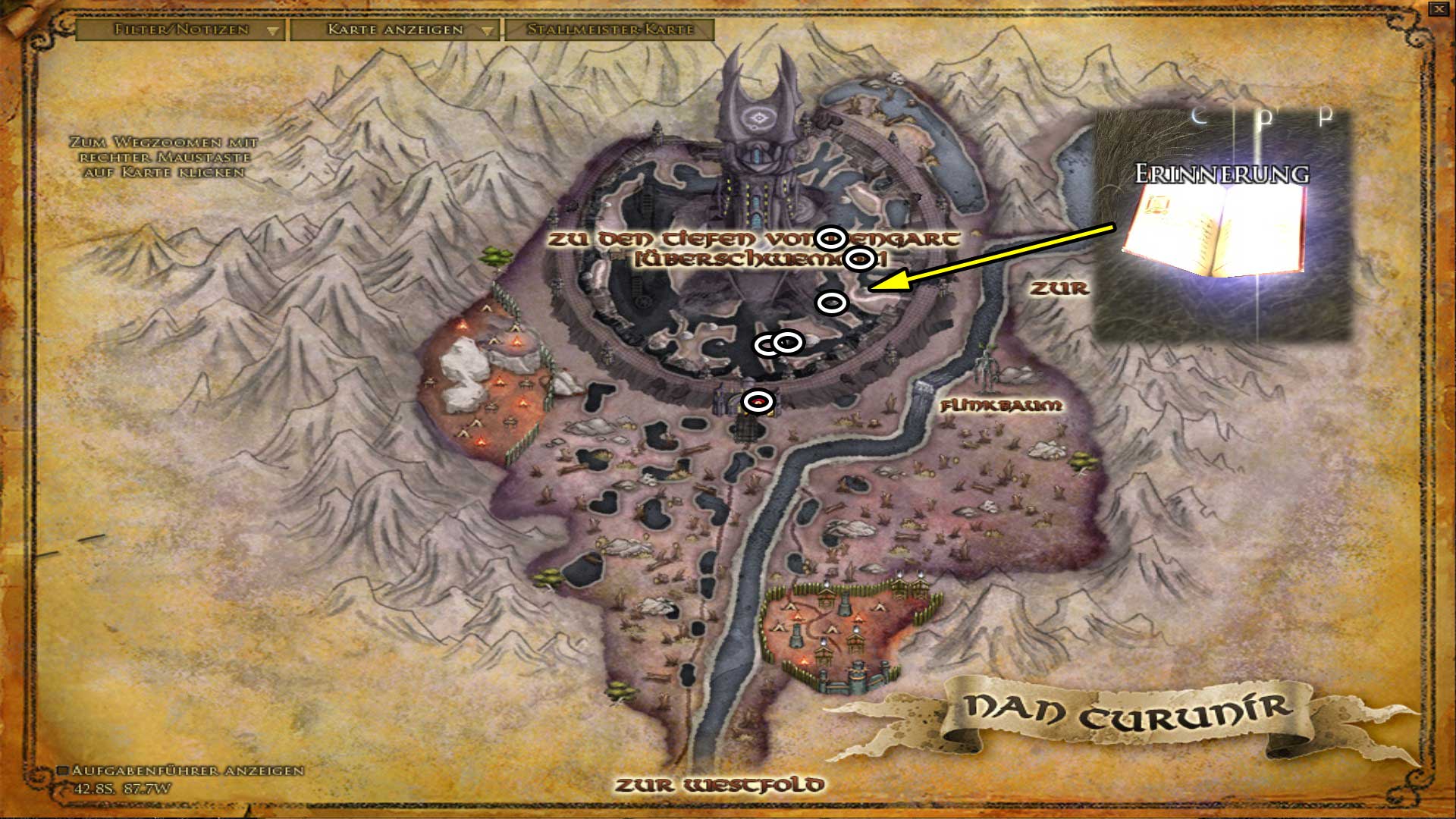 Erinnerungen in Isengard (Karte anklicken zum vergrößern)