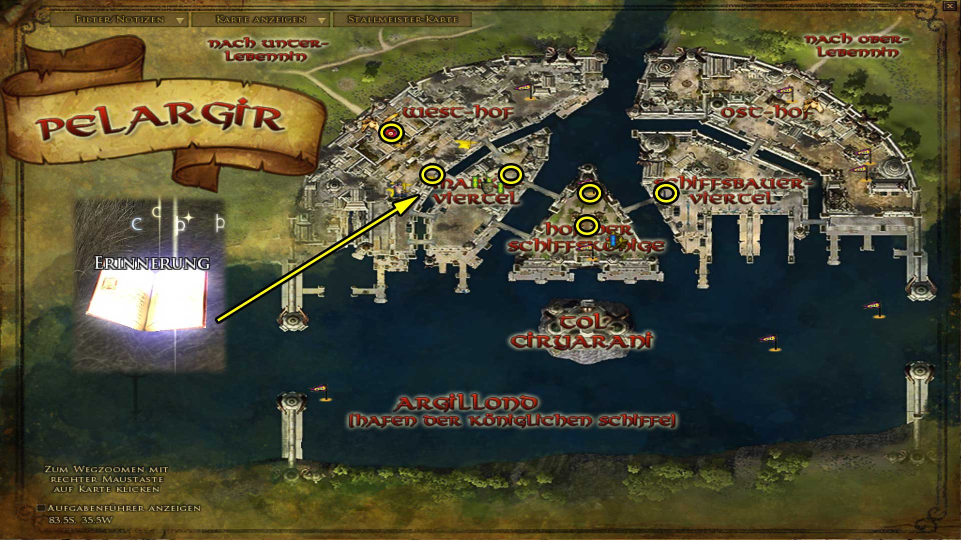 Erinnerungen in Pelargir (Karte anklicken zum vergrößern)